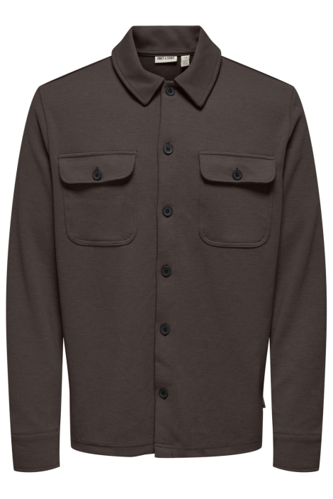 Only & Sons bruine heren overhemd | Vooraanzicht