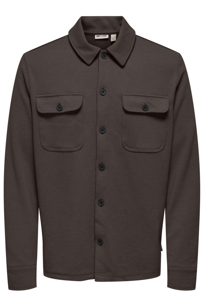 Only & Sons bruine heren overhemd | Vooraanzicht