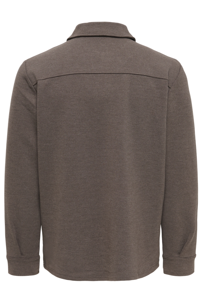 Only & Sons bruine heren overhemd | Achteraanzicht