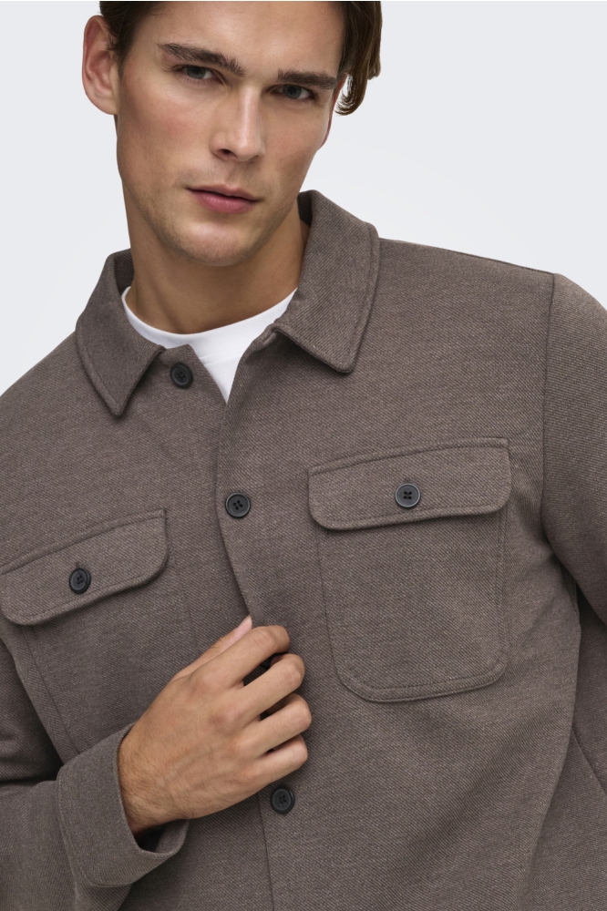 Only & Sons bruine heren overhemd | Close up