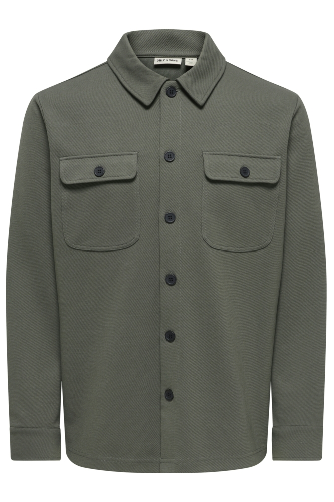 Only & Sons groene heren overhemd | Vooraanzicht