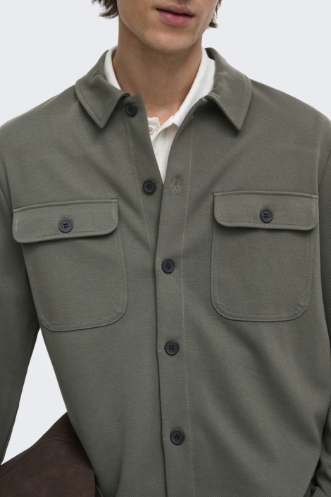 Only & Sons groene heren overhemd | Close up