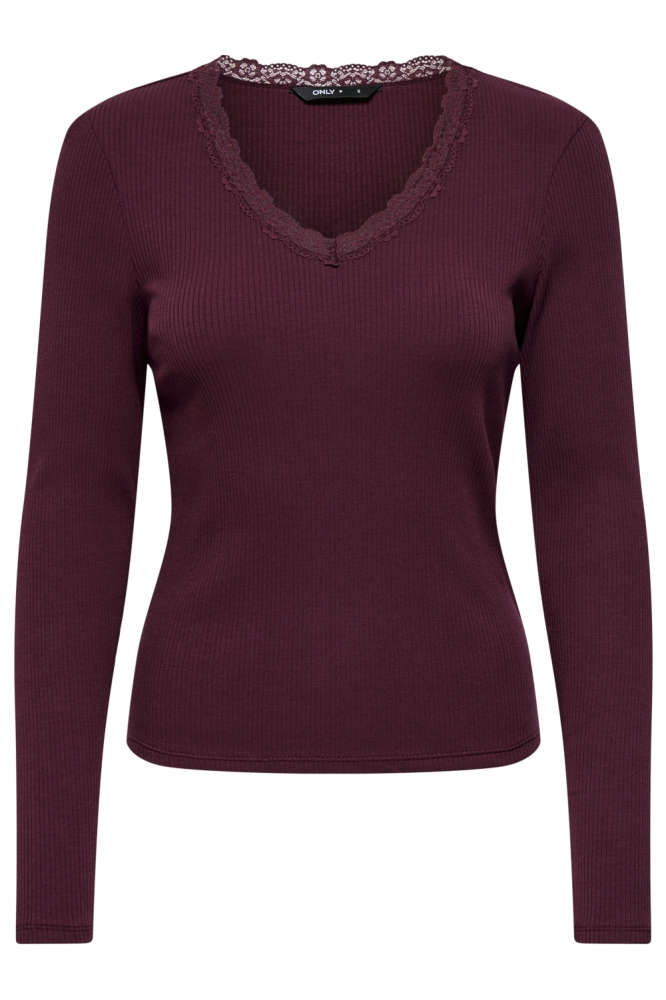 Only bordeaux dames t-shirt | Vooraanzicht