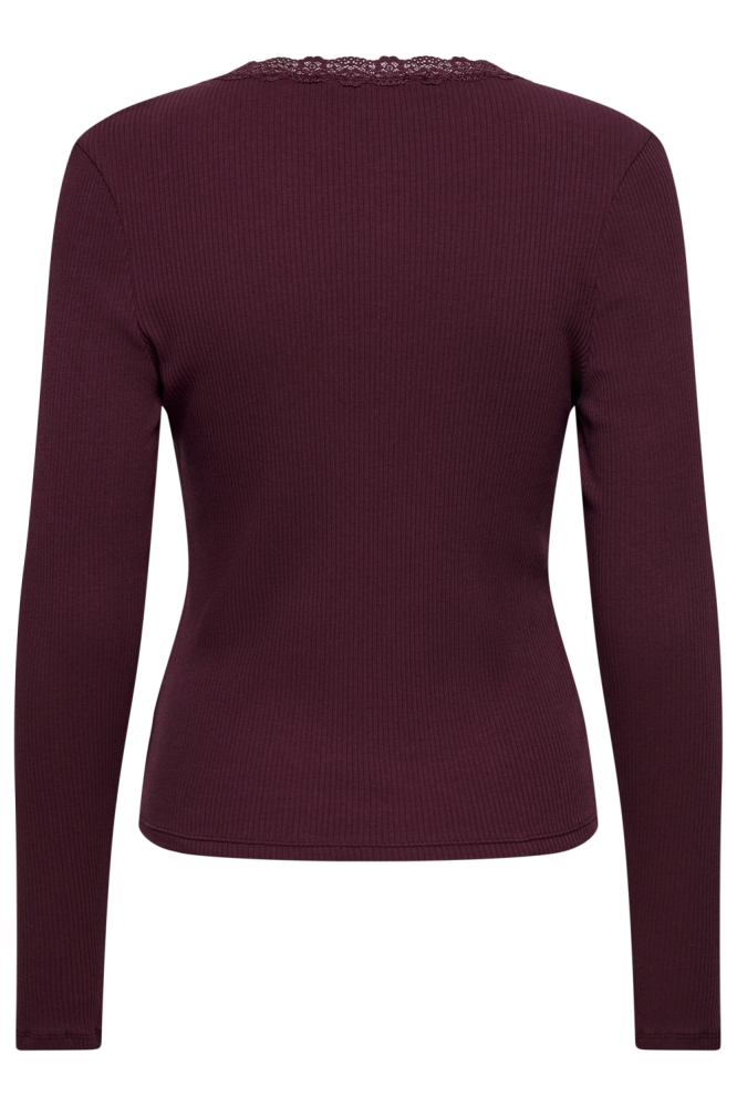 Only bordeaux dames t-shirt | Achteraanzicht