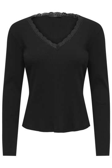 Only T-shirt ONLSARA SHARAI L/S V-NECK TOP JRS N 15380864 Black