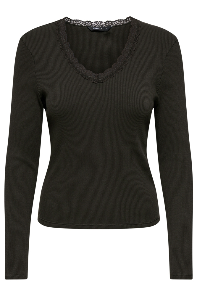 Only bruine dames t-shirt | Vooraanzicht