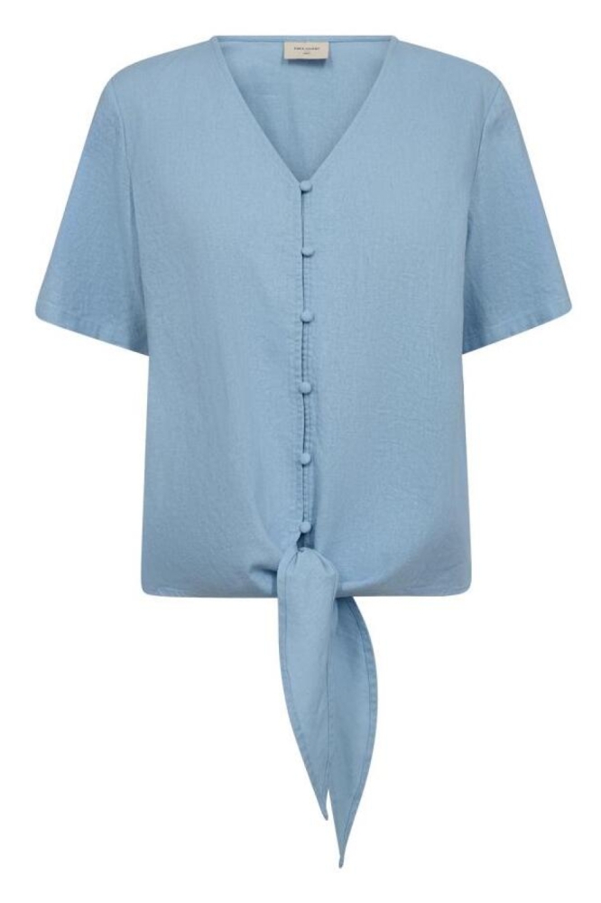 Freequent blauwe dames blouse | Vooraanzicht