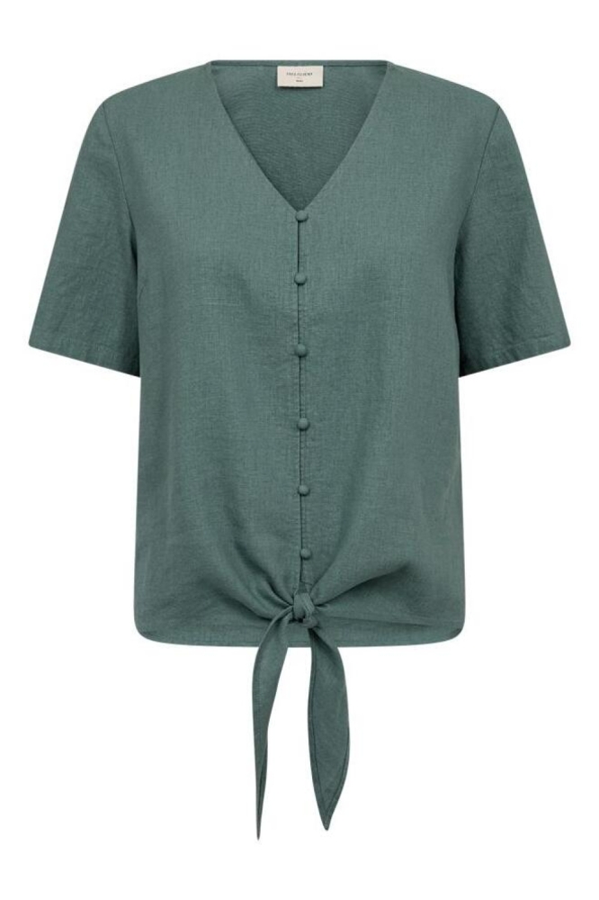 Freequent groene dames blouse | Vooraanzicht