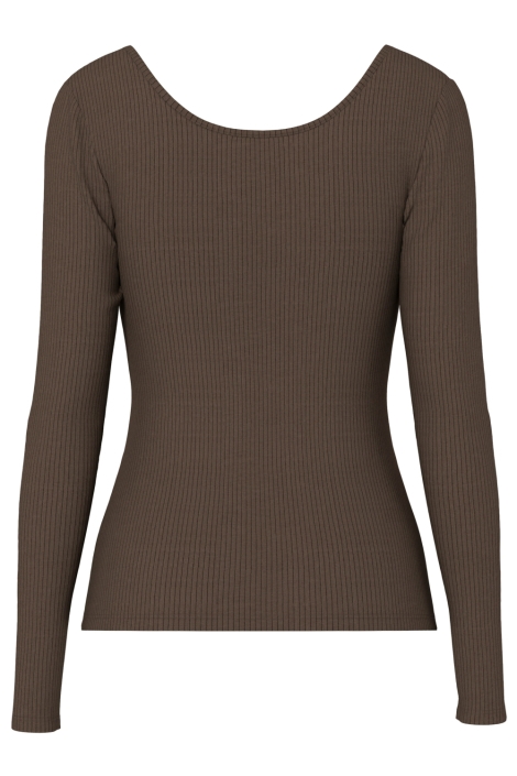 Pieces bruine dames t-shirt | Achteraanzicht