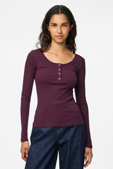 Pieces T-shirt PCKITTE LS TOP JRS NOOS BC 17101437 Winetasting