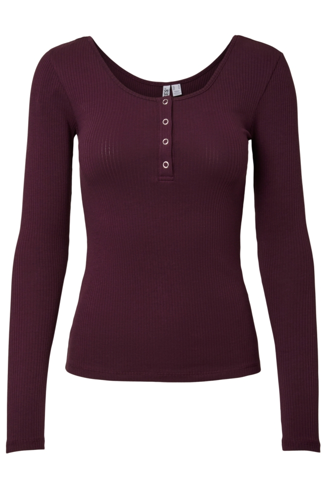 Pieces bordeaux dames t-shirt | Vooraanzicht