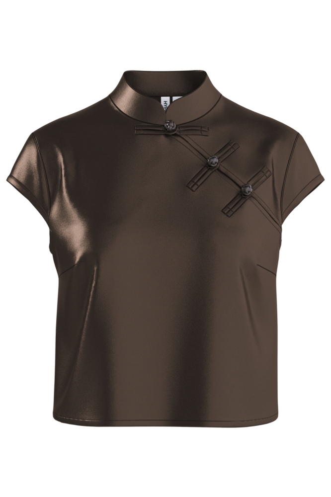 Hypedrop bruine dames blouse | Vooraanzicht