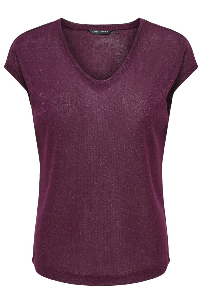 Only bordeaux dames t-shirt | Vooraanzicht