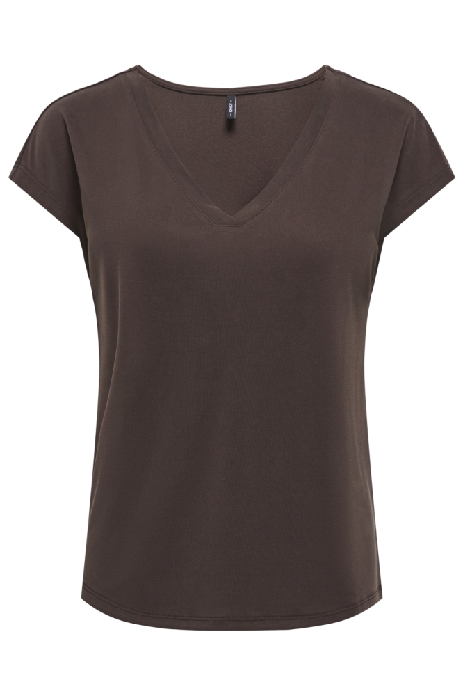 Only bruine dames t-shirt | Vooraanzicht