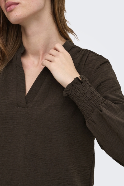 Only bruine dames blouse | Kleurstaal