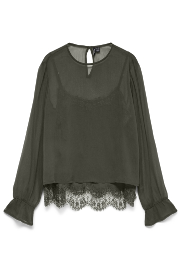 Vero Moda Blouse VMLALIE LS LACE TOP WVN 10352679 Forst Night