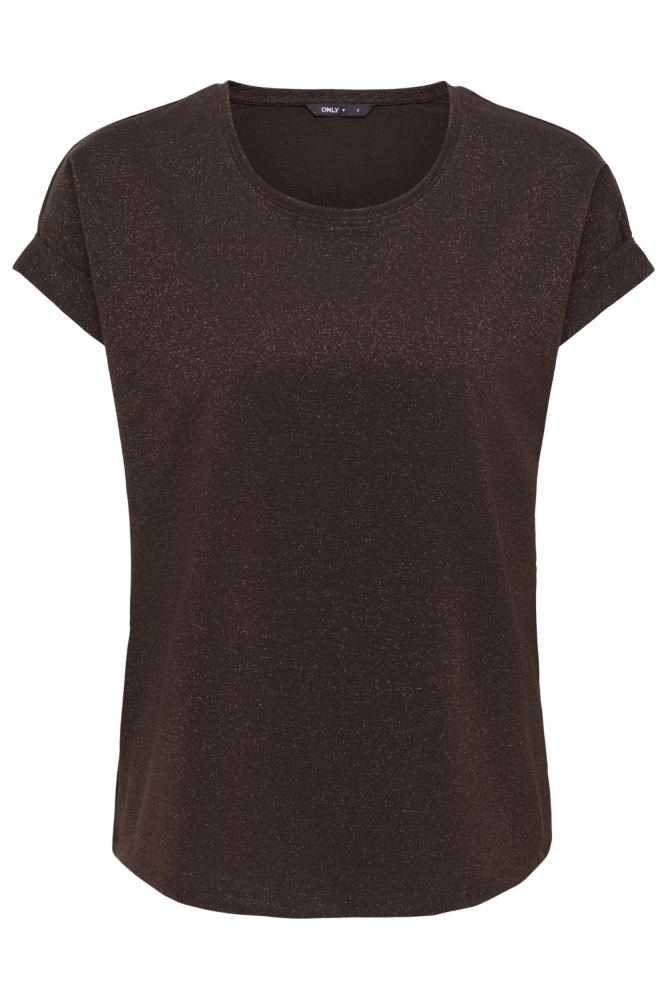 Only bruine dames t-shirt | Vooraanzicht