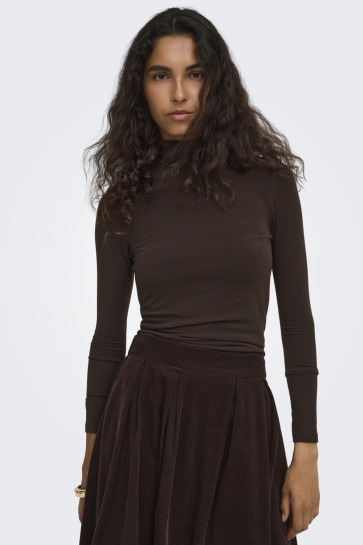 Only Top ONLGLAMOUR L/S ROLL-NECK TOP JRS NO 15380914 Black Coffee