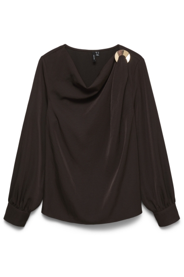 Vero Moda T-shirt VMMILANI L/S O-NECK TOP WVN BTQ 10349935 Chocolate Torte