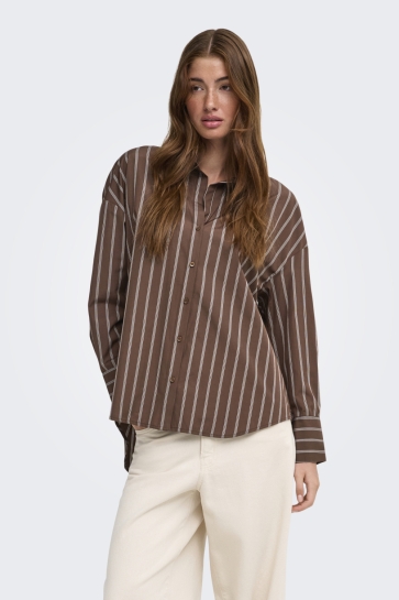 Only Blouse ONLOREGON ALVA LS REG SHIRT NOOS WV 15367554 Potting Soil/CLOUD DANCER