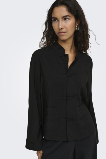 Jacqueline de Yong Blouse JDYCILLA L/S NAPOLEON SHIRT WVN EXP 15395987 BLACK