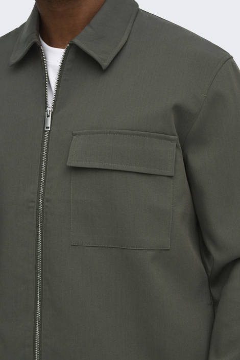 Only & Sons groene heren overhemd | Close up