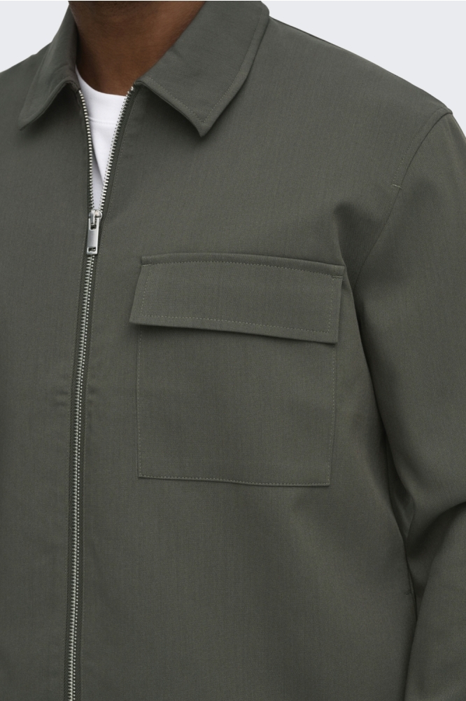 Only & Sons groene heren overhemd | Close up