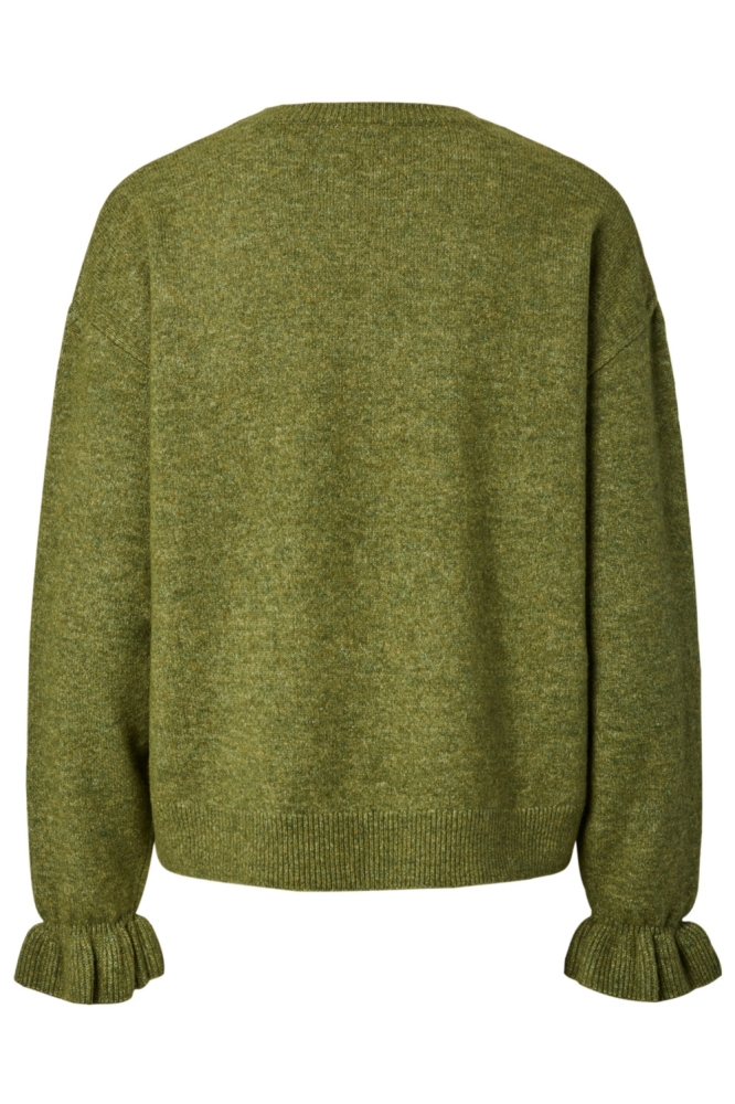 Pieces groene dames trui | Achteraanzicht