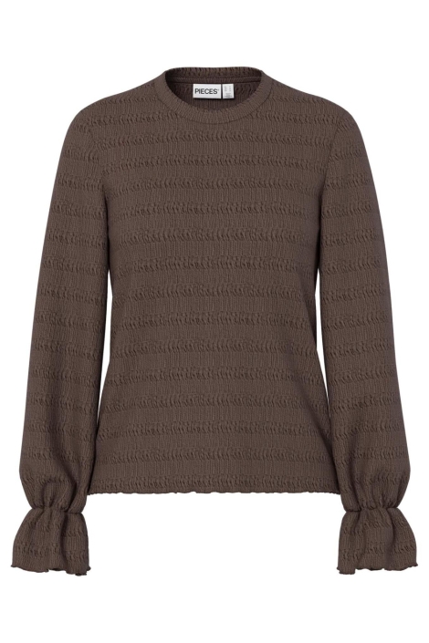 Pieces bruine dames t-shirt | Vooraanzicht