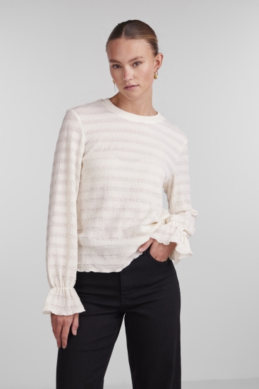 Pieces pcdaisy ls o-neck top jrs noos bc Wit