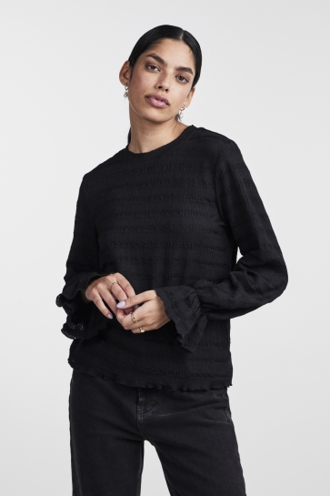 Pieces T-shirt PCDAISY LS O-NECK TOP JRS NOOS BC 17138744 BLACK