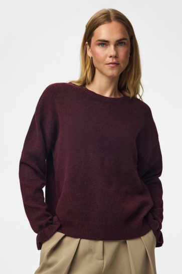 Pieces pcsally ls frill cuff knit noos bc Bordeaux