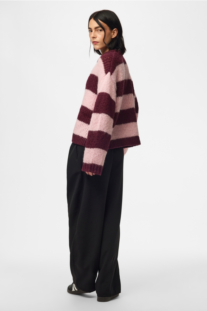 Pieces bordeaux dames trui | Model achteraanzicht