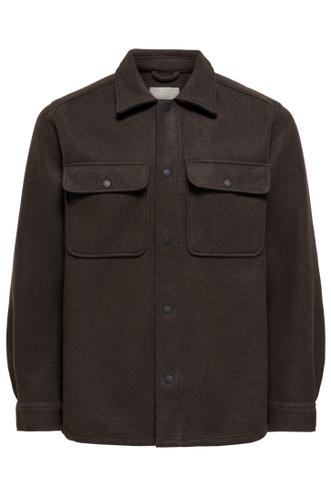 Only & Sons onsash ovr woolen look pkt ls shirt Bruin