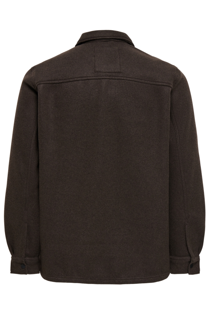 Only & Sons bruine heren overhemd | Achteraanzicht