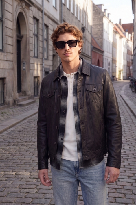 Jack & Jones grijze heren overhemd | Sfeerbeeld, In situatie
