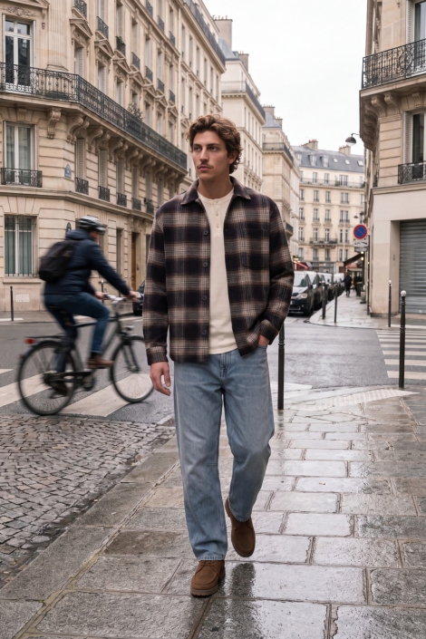 Jack & Jones blauwe heren overhemd | Sfeerbeeld, In situatie