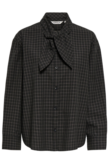 Only Blouse ONLMAYA CHECK BOW SHIRT WVN EX 15388182 Black Checks Grey
