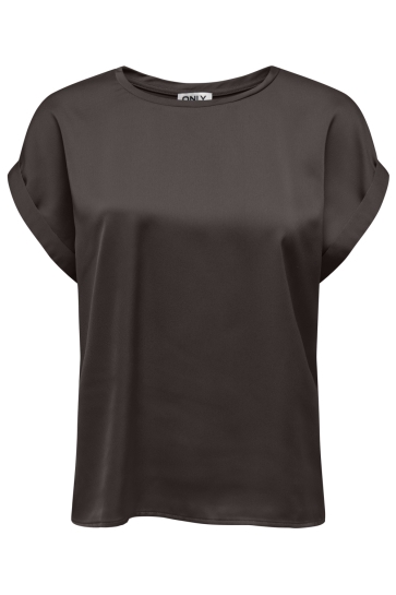 Only T-shirt ONLLIEKE S/S SATIN MIX TOP WVN NOOS 15303413 Chocolate Torte