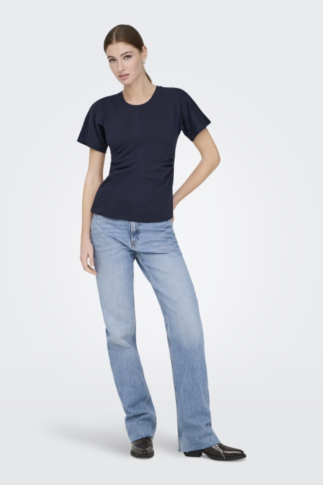 Only blauwe dames t-shirt | Model vooraanzicht