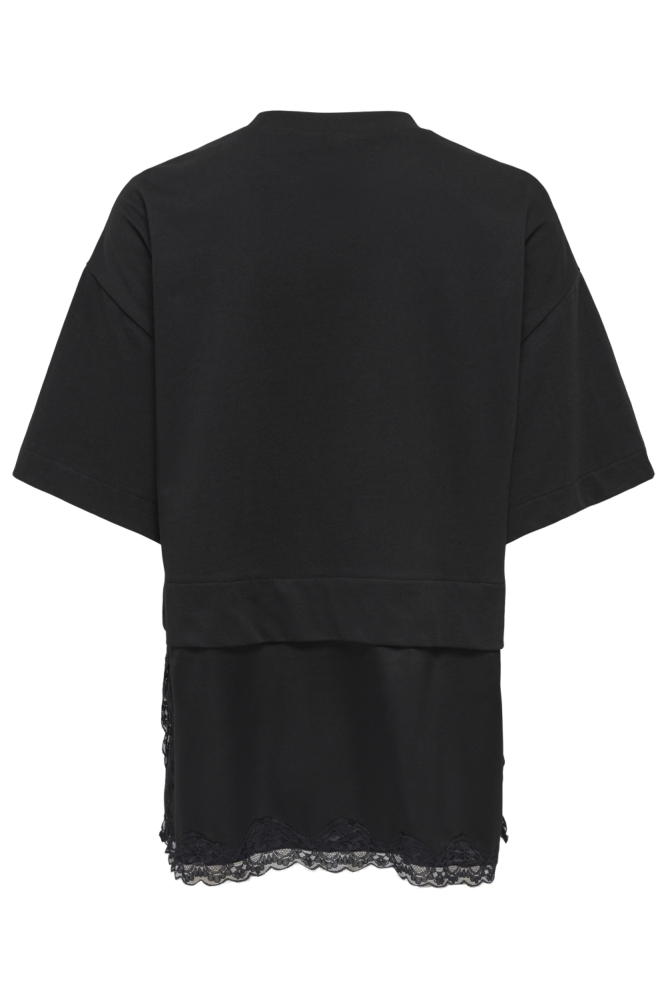 Only zwarte dames t-shirt | Achteraanzicht