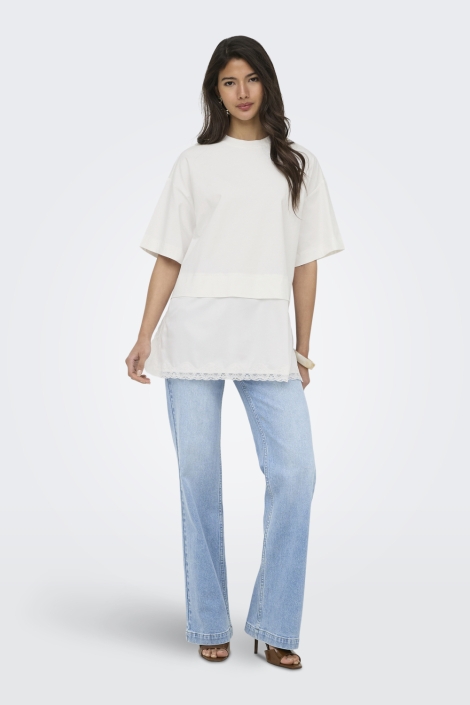 Only witte dames t-shirt | Model vooraanzicht