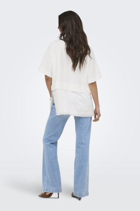 Only witte dames t-shirt | Model achteraanzicht