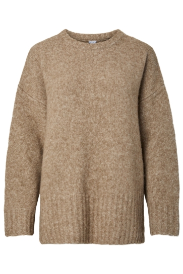 Pieces pctina ls o-neck knit noos Camel
