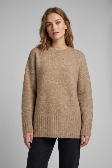 Pieces Trui PCTINA LS O-NECK KNIT NOOS 17166061 Greige/MELANGE
