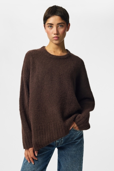 Pieces pctina ls o-neck knit noos Bruin