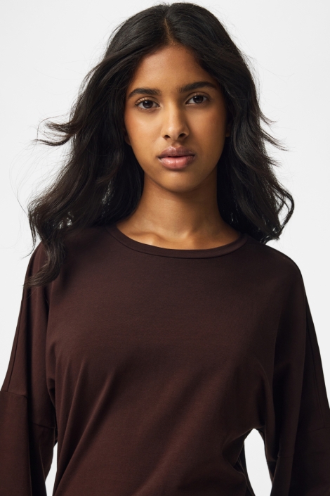 Pieces bruine dames t-shirt | Close up