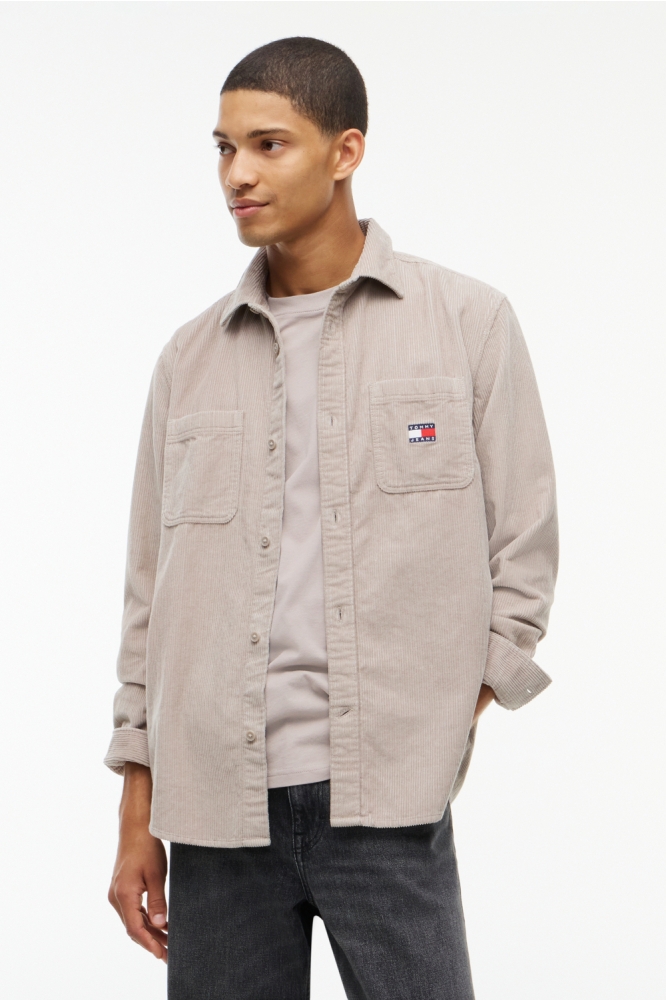 Tommy Jeans grijze heren overhemd | Model vooraanzicht
