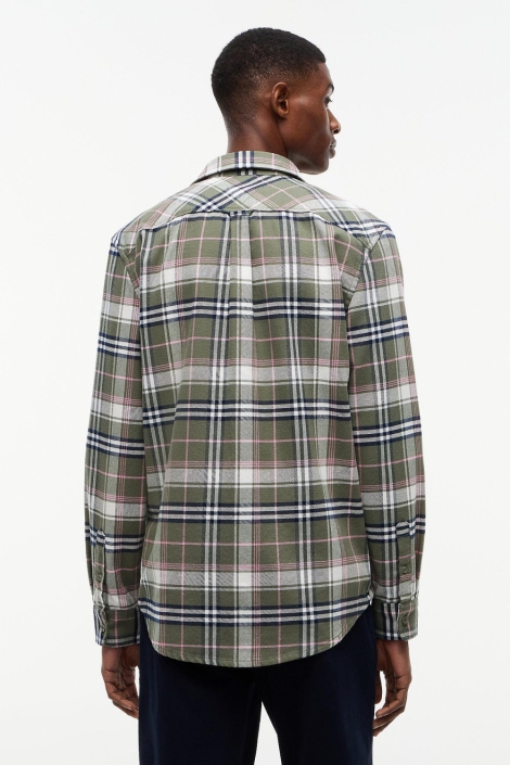 Tommy Jeans groene heren overhemd | Model achteraanzicht