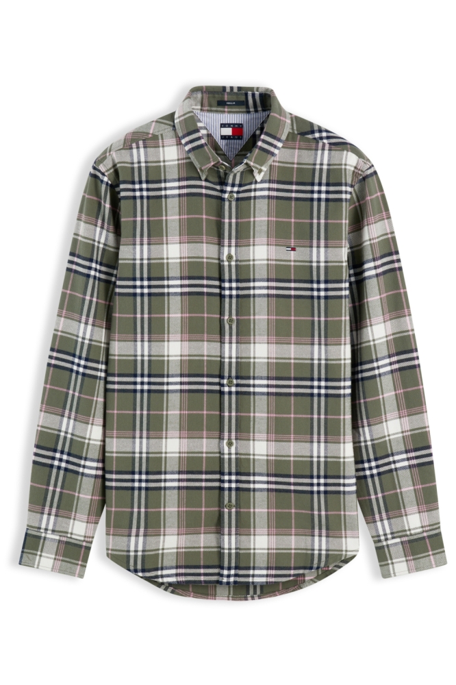 Tommy Jeans groene heren overhemd | Vooraanzicht
